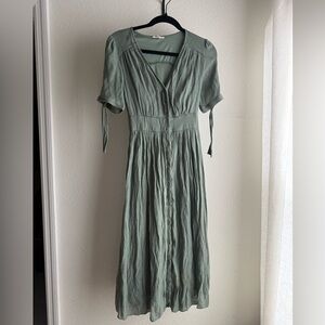 sage Green Button-Down Dress kings road XS